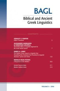 BAGL biblical and ancient greek linguistics book cover