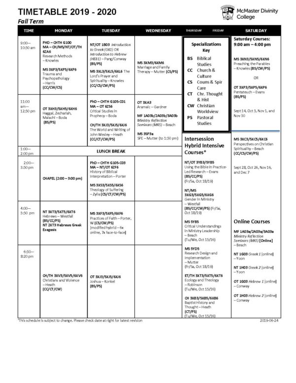 2019-2020 Schedule 2019-06-24_Page_1 - McMaster Divinity College